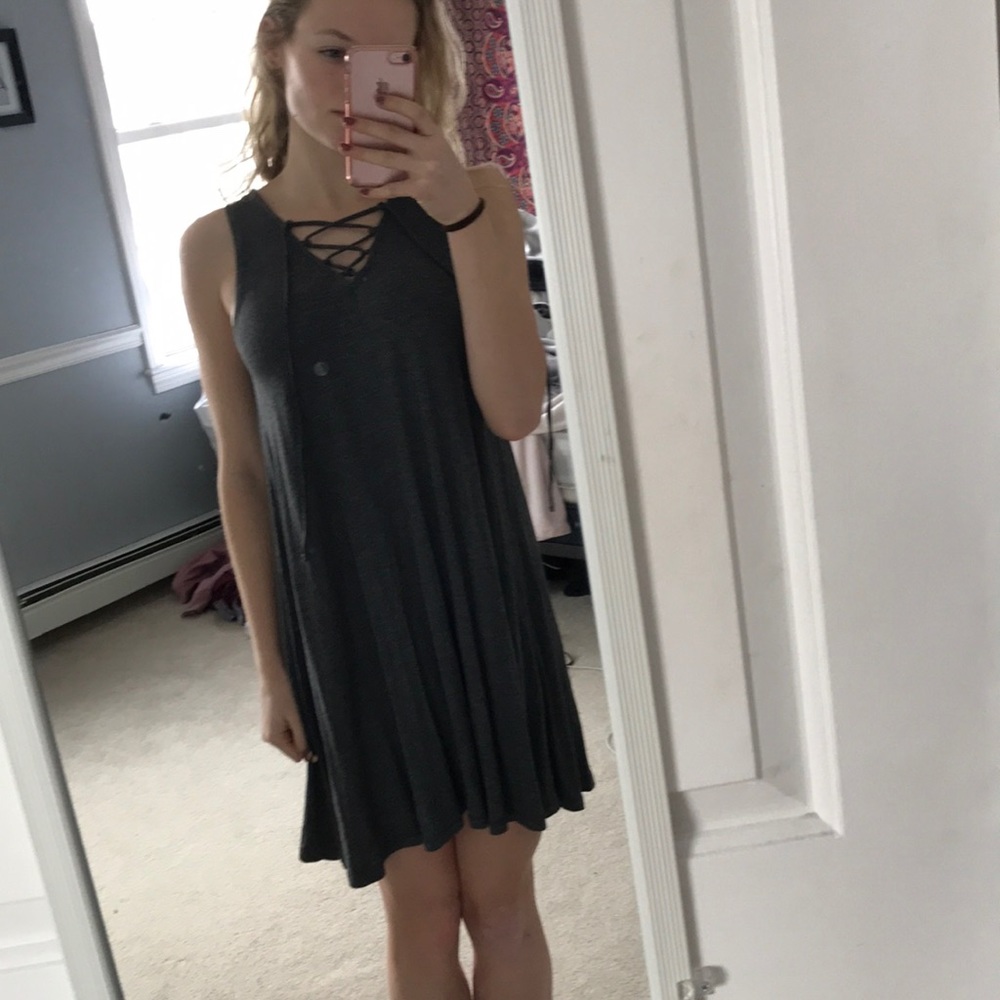 Lace Up Grey Dress
